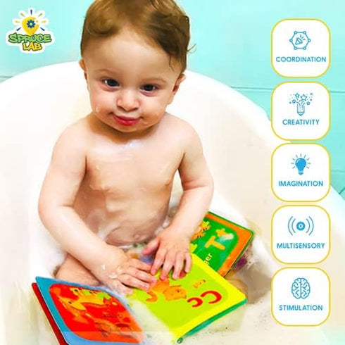 ABC Friends Magic Color Bath Books - 4 Bath Book Set - Educational Baby Bath Toys - Magic Appearing Animals in Water - Teething Toys for Babies - ...