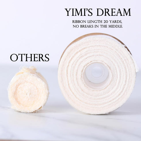Yimi's Dream Cream Fabric Ribbons, 20 Yd x 1 1/2 inch Satin Chiffon Ribbons with Frayed Edge for Wedding, Baby Shower, Christmas, Birthday, Party,...