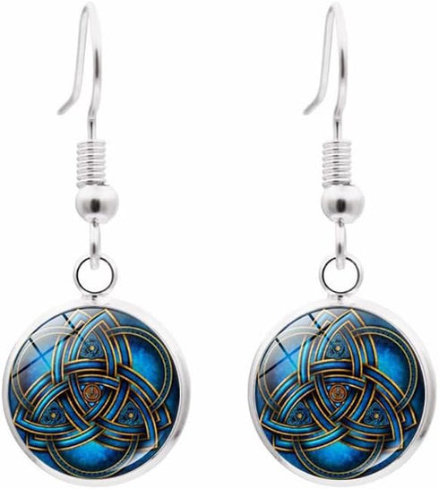 RTY Celtic Knot Jewelry Set Irish Ethnic Style Celtic Knot Pendant Necklace Mysterious Blue Earrings Bracelets Gift...