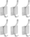 6 Pack Double Post Adhesive Wall Hooks, Heavy Duty Stainless Steel for Hanging Towel Coat Hat (3.6 in)...