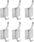 6 Pack Double Post Adhesive Wall Hooks, Heavy Duty Stainless Steel for Hanging Towel Coat Hat (3.6 in)...