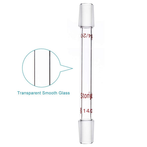 stonylab Glass 14/20 Straight Laboratory Adapter, Borosilicate Glass 30 mm Between Two 14/20 Ground Inner Standard Taper Joints for Laboratory Lab...
