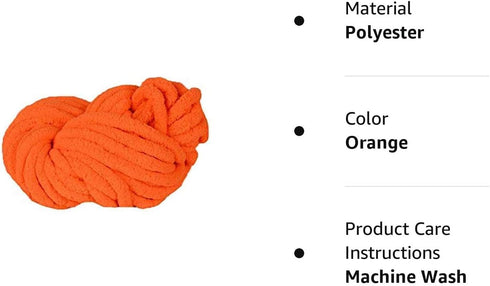 Orange Super Chunky Chenille Yarn Jumbo Yarn Soft Arm Knitting Crocheted Blanket Yarn Giant Knit Blanket?Yarn,Moms Present,250g......