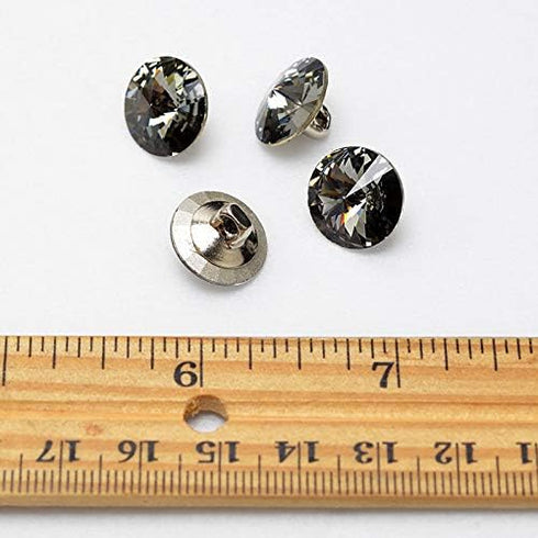 4-pcs 14mm Austria Crystal1122 Rivoli Button with Shank, SW-1122BT (Black Diamond)...
