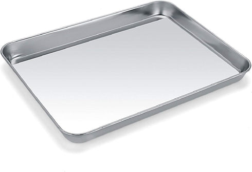 Baking Sheet, Zacfton Stainless Steel Cookie Sheet Baking Pan Tray for Toaster Oven Size 9 x 7 x 1 Inch, Non Toxic & Healthy, Mirror Finish & Easy...