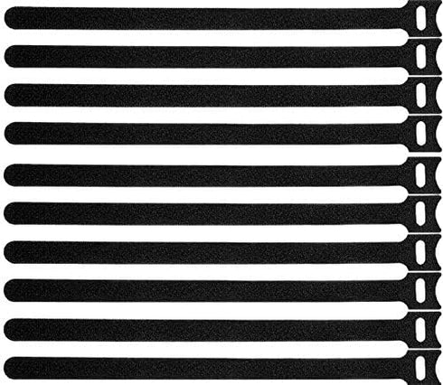 50 Pcs Reusable Fastening Cable Ties, Microfiber Cloth 12 Inch Hook and Loop Cord Ties, Black...