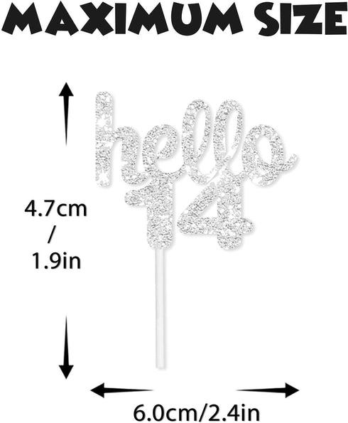 18PCS Hello 14th Cupcake Topper Picks for Happy Birthday Party Cheer to 14 Years Old Theme Party Decoration Supplies Celebrating Anniversary Gold ...