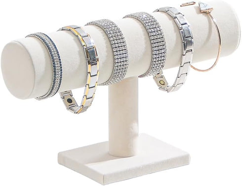 T-Bar Bracelet Holder, Bracelet Watch Display Stand For Store Show, Hair Tied Watch Jewelry Organizer Rack For Selling Show (Beige Velvet)...