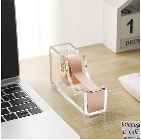 Owfeel Desk Accessory Kits Rose Gold 4pcs Acrylic Stapler & Tape Dispenser Set, Tape & Stapler Desk Set Rose Gold As The Halloween Chirismas Thank...
