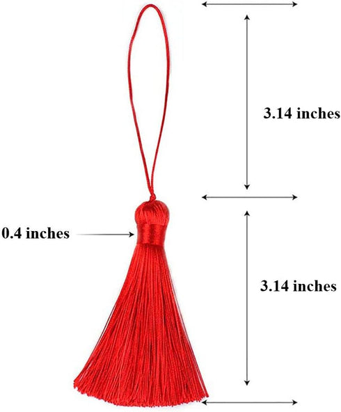 Makhry 8pcs 16cm/6.28 inches Cute Chunky Tassels Soft Elegant Handmade Silky Floss Tassels with 2.75 Inch Cord Loop and Chinese Knot for Woman Ear...