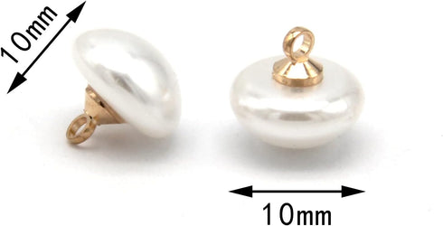 10mm Mushroom Semicircle White Faux Pearl Buttons for Sewing, Shirts, Skirts, Wedding Dresses, Jewelry Decorations, DIY Crafts (40pcs 10mm(0.394in...