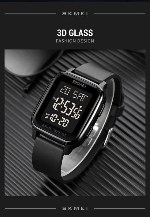 Gosasa Classic Square Face Unisex Women's Men's Digital Multifunction Outdoor Casual Watch Countdown 50M Waterproof Led Light Wristwatch...