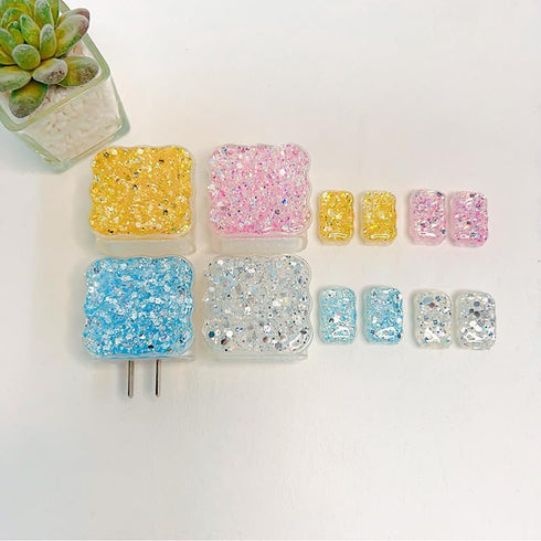 Cable Protector for iPhone Charger,Bling Glitter Waves Edge Design for Women Girl,Luxury Shiny Soft Data Line Cable USB Wire Saver Phone Charger C...