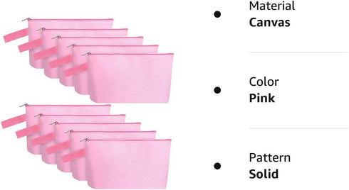 10 Pieces Cotton Canvas Makeup Bag with Bottom and Strap, Multi-Purpose Cosmetic Bag with Zipper Travel Toiletry Pouch, Blank DIY Craft Bag Pencil...
