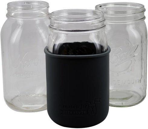 Quart 32oz Silicone Sleeves/Jackets for Protecting Ball, Kerr, Canning Jars by Mason Jar Lifestyle (Charcoal Gray, 2 Pack)...
