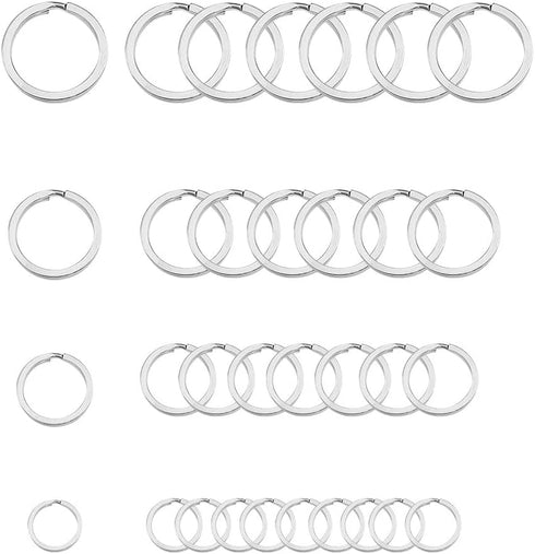 Split Key Rings, Round Split Key Rings, Keychain Split Rings, Stainless Steel Round Flat Split Keychain Ring, 4 Sizes (1/2 inch, 3/4 inch,1 inch, ...