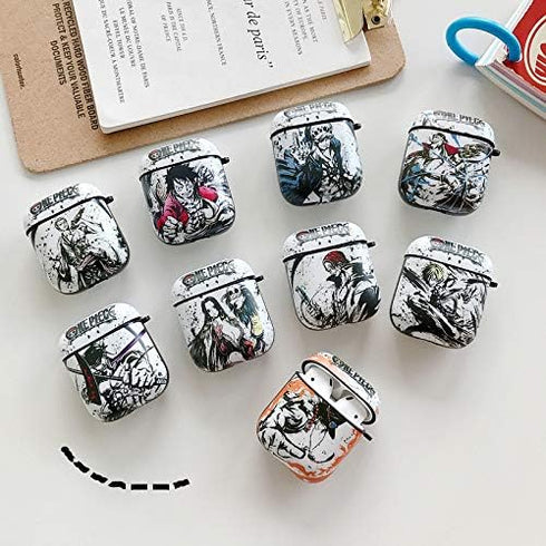 BONICI Protective Case for AirPods Pro, Creative Anime Hero Theme Chinese Landscape Painting Style White Black Soft Silicone TPU Rubber Cover Earb...