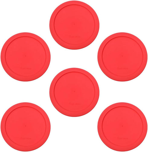 CIBI Food Storage Container Lids (4 Cups, Red - 6PK) For Pyrex and Anchor Round Glass Containers, Dishwasher and Microwave Safe Replacement Lids...