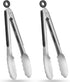 HOTEC Stainless Steel Kitchen Tongs Set of 2-9 inch, Locking Metal Food Cooking Tongs Non-Slip Grip (Black)...