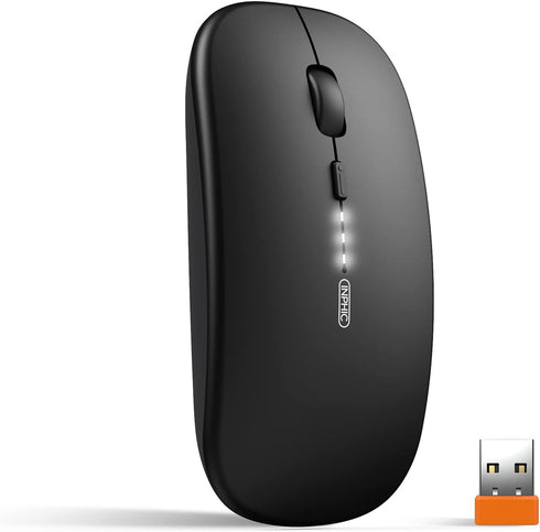 INPHIC Wireless Mouse, 2.4G Silent Rechargeable Ultra Slim USB Portable Mouse, 1600 DPI & 400mAh Battery with Visible Level for Laptop PC Computer...