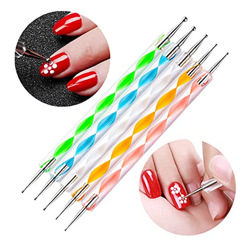 5PCS Dotting Pens with 3 PCS Nail Painting Brushes, Double Ended Brush and Dotting Tool Kit, Nail Art Design Tools...