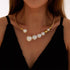 Metal Big Pearl Open Choker Necklace for Women Adjustable Gold Big Pearl Choker Necklaces Round Open Cuff Necklace Chunky Pearl Necklace for Women...