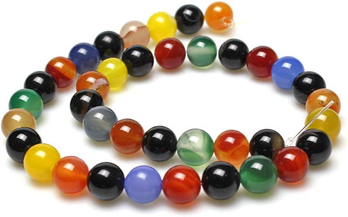 Natural Stone Beads Colorful Agate Round Loose Beads for DIY Necklace Bracelat Jewelry Making (10mm)...