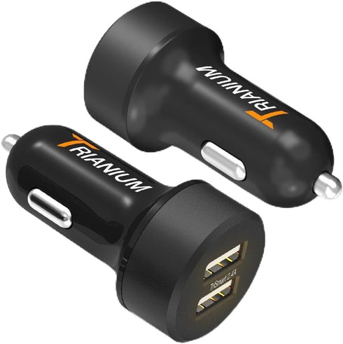 Trianium Car Charger 24W (2 Pack) Dual Charger Adapter, AtomicDrive SmartUSB Compatible iPhone 12 11 Pro Max/XR/XS Max/X/8/7/6s/6 Plus, iPad Pro/A...