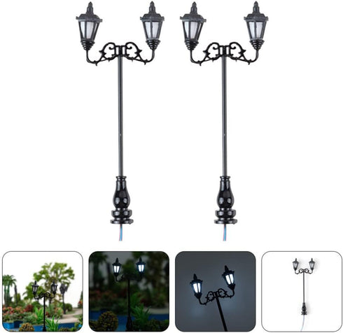 Yardwe Toys Toys 2pcs Miniature Street Light Model Pathway Lantern Post 1:87 Road Light Micro Landscape Ornament for Sand Table Miniature Scenes R...