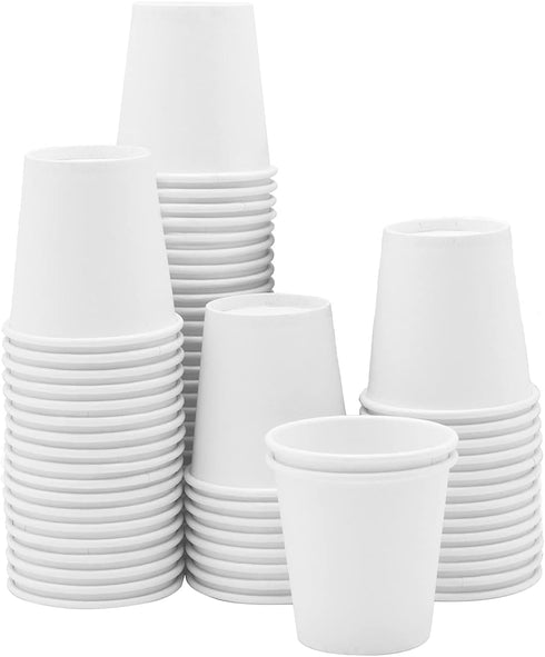 GUSTO [3 oz. - 100 Count White Small Paper Cups, Disposable Mini Bathroom Mouthwash Cups - Eco-Friendly and Versatile (Formerly Comfy Package)...