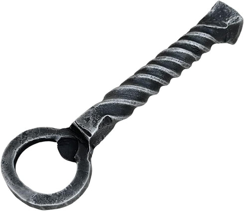 Hand Forged Railroad Spike Beer Bottle Opener Wrought Iron Handmade Metal Twisted Handle Bottle Opener Black Antique Finish Heavy Duty Bottle Open...