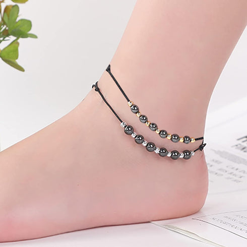 CSIYANJRY99 Anti-Swelling Obsidian Anklet for Women Handmade Braid Rope Waterproof Obsidian Ankle Bracelet Adjustable for Girs Minimalist Jewelry...