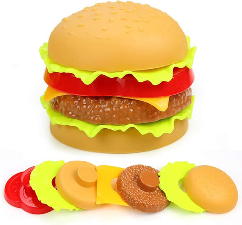 Pretend Play Fast Food Set, Play Food for Kids Kitchen - Play Kitchen Accessories - Toy Foods with Play Burger and Hot Dog Plastic Food for Preten...