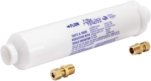 EZ-FLO 10 Inch Line Water Filter, Brass 1/4 Inch MIP x 7/16 Inch Compression Adapters, 1500 Gallon Capacity, 60458N...