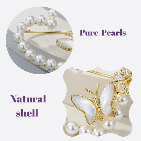 Brooches and Pins with Pearl and Crystal, Fashion Elegant Lapel Pin Jewelry Gifts for Women, Fashionable Accessories (White Heart)...