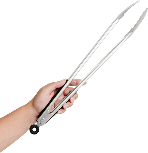Locking Tongs, Cat Cora Approved,18/8 Stainless Steel with Silicone Handles, 16-Inches...