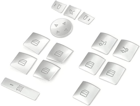 MAXDOOL 14 Pieces Car Window Glass Lift Button Trim Cover Sticker for Mercedes Benz A/B/C(W204)/E(W212)/GLA/CLA/GLK/GL/ML/GLE-Class...