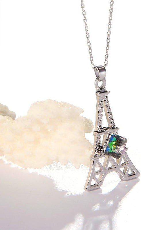 Paris Eiffel Tower Charm Pendant Necklace For Women Rose Gold/Platinum Plated Jewelry Crystal Necklaces...