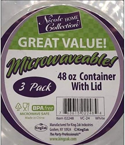 Premium Deep Round White Containers - 9" (Pack of 6) - Stackable & Leak-Proof Design | Perfect for Meal Prep, Storage & Reusable Home Organization...