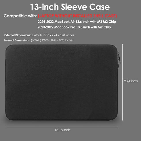 ProElife 13-Inch Laptop Sleeve Case for 2024 MacBook Air 13.6 inch with M3 Chip (A3113) Accessory Traveling Carrying Bag Cover Water-resistant Sim...