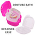 Denture Bath Case Cup with Denture Cleaner Brush & Retainer Holder Box, Complete Clean Care for Dentures, Clear Braces, Mouth Guard, Night Guard &...