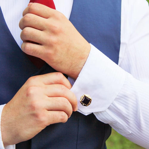 Men’s Tie Clip and Cufflinks Set with Gift Box (6pcs Tuxedo Studs Giveaways) for Wedding Anniversary Birthday or Business...