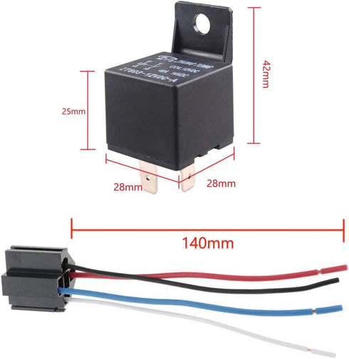ESUPPORT Car Relay 12V 40A SPST 4Pin Switch Socket Plug Wire Harness Automotive Pack of 5...