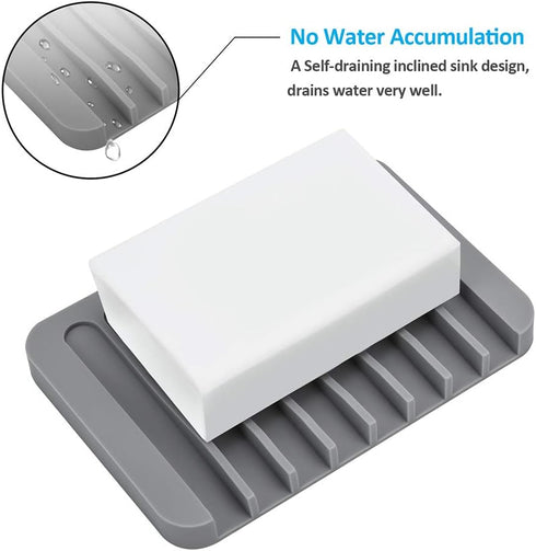 2PCS Mcyye Self Draining Soap Dishes, Premium Silicone Soap Holder & Saver for Shower, Bathroom, Kitchen, Bath Tub, Razor, Sponges, Drains Water V...