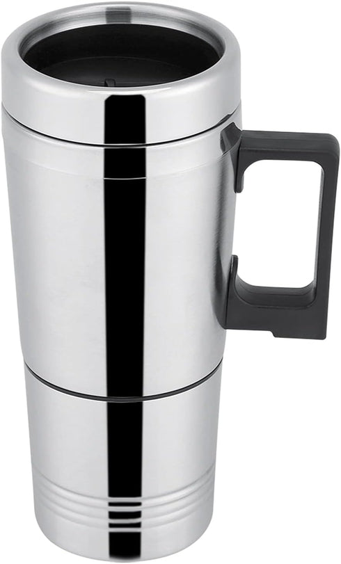 Pwshymi 12V/24V 300ml Car Electric Heating Mug Warmer with Solid Stainless Steel Interior Keep Beverage Coffee Warmer for Travel for Car Power Sup...