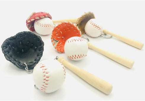 Baseball Glove and Bat Model Keychain Mini Novelty Handbag Car lover Sport -4 Pack...