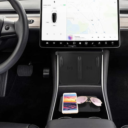 Model 3 Wireless Charger Pad, Center Console Anti-Skid Pad Cover, Non Slip Dashboard Wireless Charging Mat, for Wireless Charging Pad(Black)...