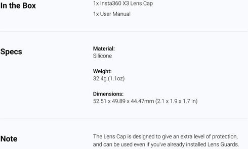 Lens Cap Accessory for Insta360 X3 Action Camera...