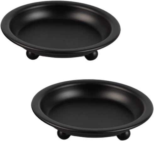 2 Pcs Candle Plate Iron Candle Holder for Pillar Candles Black Metal Candle Stand for Dinning Table Wedding Party Decor...