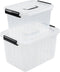 Plastic Bin with Lid, Mixed Size Latching Storage Box, 2 Packs, 6 Quart & 12 Quart...